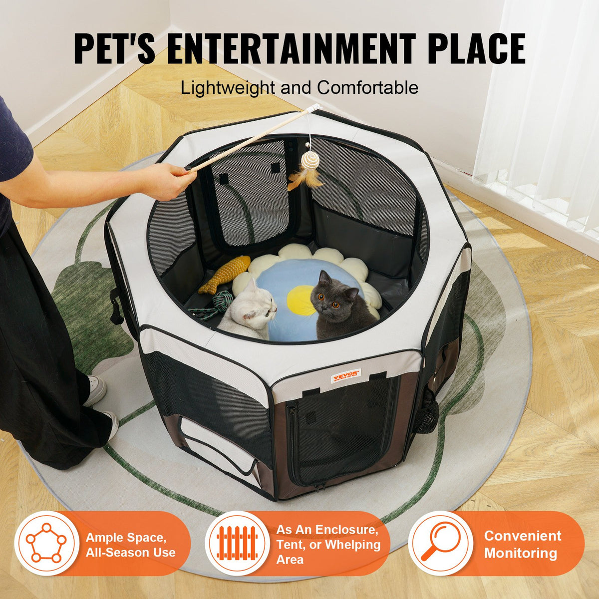 Foldable Pet Playpen, 36 inch Portable Dog Playpen, Crate Kennel for