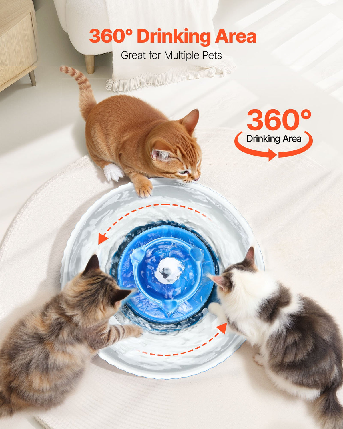 Ceramic Cat Water Fountain, 2.1 L Cupcake Pet Fountain, Porcelain Cat